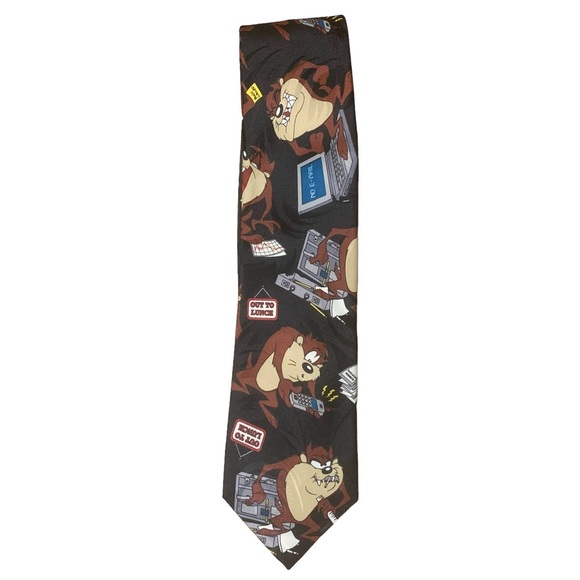Vintage Looney Tunes Tie 1999 Tasmanian Devil Warner Bros Work Office Unique - Picture 1 of 7
